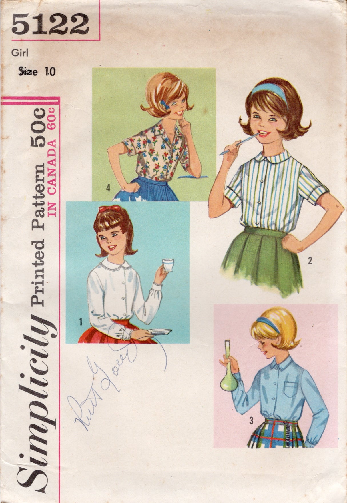 1960's Simplicity Child's Button Up Blouse Pattern - Chest 28" - No. 5122