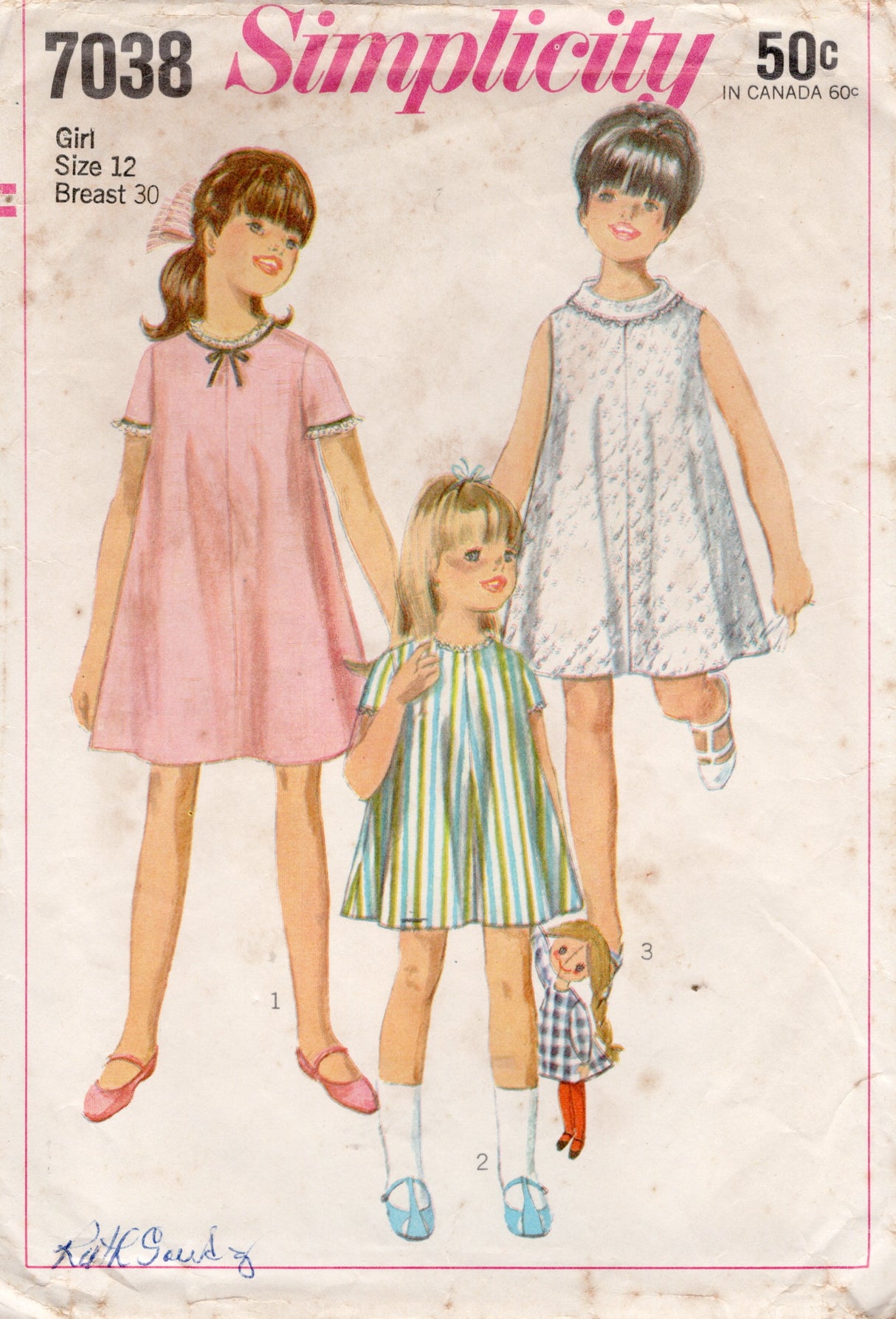 1960's Simplicity Child's Tent Dress Pattern - Chest 30" - No. 7038
