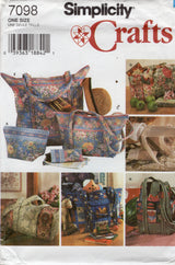 1990's Simplicity Quilted Bags and Eyeglasses Case Pattern - No. 7098