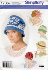 2010's Simplicity Fleece Vintage Style Hats Pattern - Head size 21-23" - No. 1736