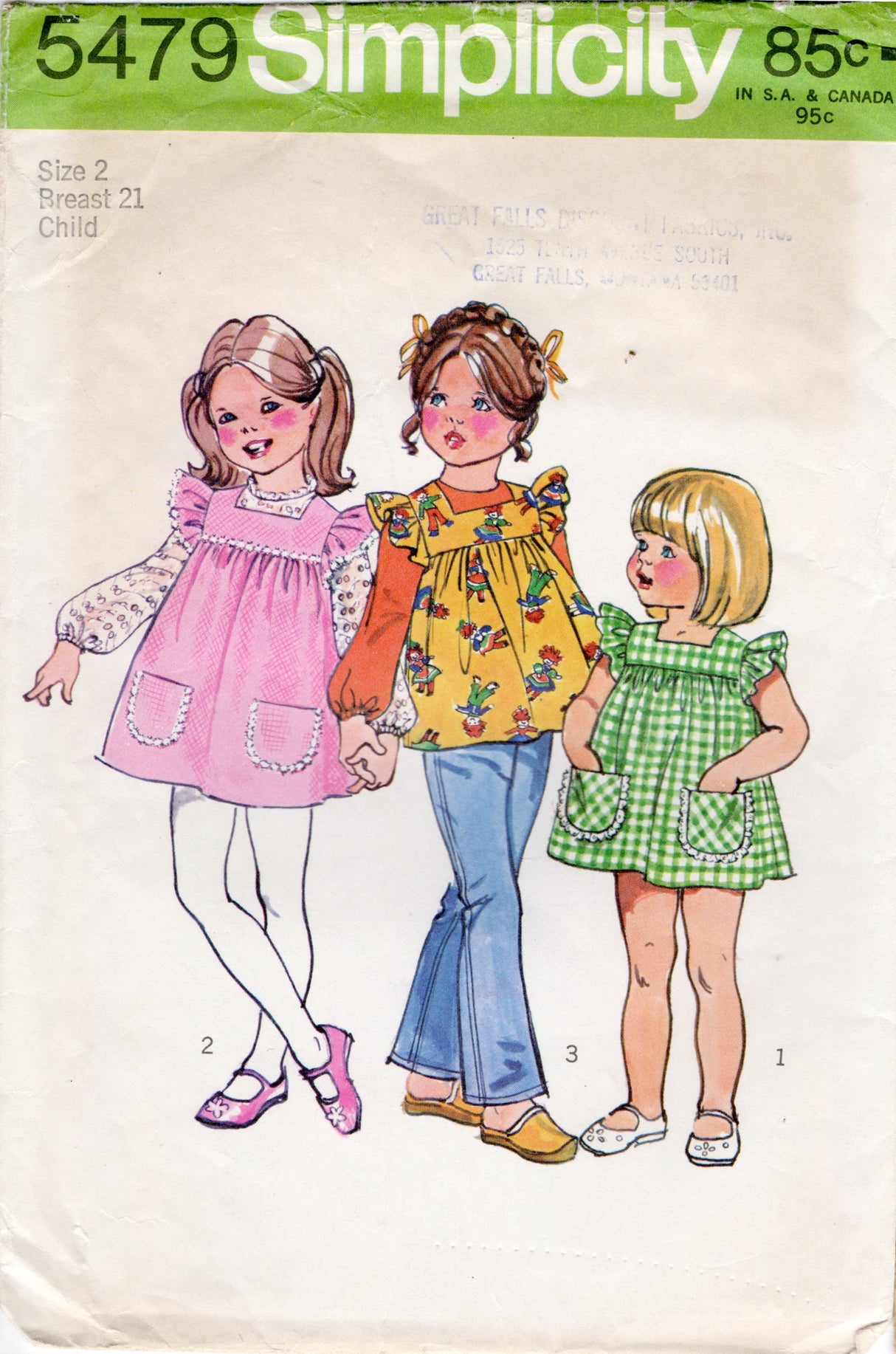 1970's Simplicity Child's Jumper Dress and Blouse pattern - Chest 21" - No. 5479
