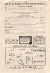 1940's Simplicity Child's Yoked Dress Pattern with Peter Pan Collar and Puff Sleeves - Chest 24" - No. 4148