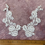 1970’s Floral Appliqué, set of 2 - Hirschberg, Schutz & Co - White color - deadstock - No. 2567