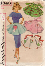 1950's Simplicity Half Apron with Pockets and Christmas and Heart Transfer Pattern - One size - no. 1846