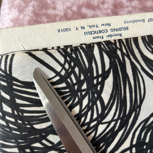 1960/70's Black and White Circle Scribbles Fabric - BTY