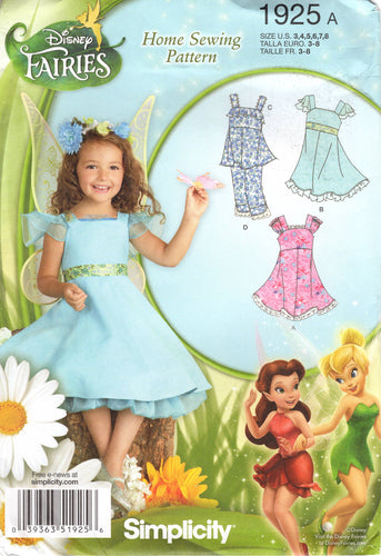 2010's Simplicity Disney Fairies Dress Pattern with Empire Waist and Pants - Size 3-8 - No. 1925