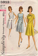 1960's Simplicity Juniors' and Misses' One-Piece Dress - Bust 30.5" - No. 5913