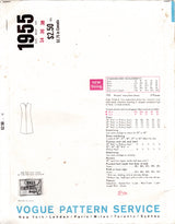 1960's Vogue Couturier Design by PUCCI - Yoked Dress Pattern - Bust 36" - No. 1955