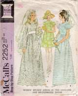 1960's McCall's Empire Waist Wedding or Bridesmaid Dress Pattern - Bust 31.5" - No. 2252