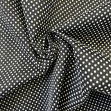 1970's Black Poly Crepe with White Swiss Dot - BTY