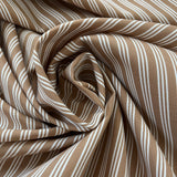 1970’s Burlington Klopman Poplino Brown and White Stripe Dacron Poly Fabric - BTY