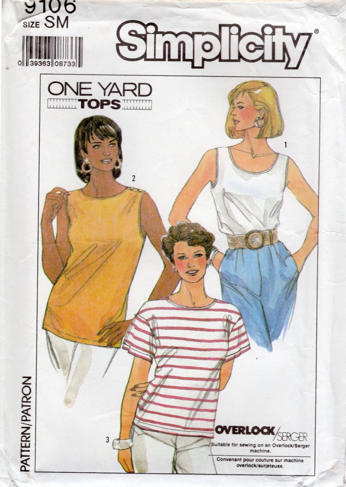 1980's Simplicity Pullover 1 Yard Top Pattern - Bust 32.5-34" - No. 9106