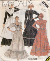 1980's McCall's Prairie and Puritan Dress, Collar and Bonnet Pattern - Bust 31.5-34" - No. 2056