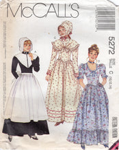 1990's McCall's Prairie and Puritan Dress, Collar and Bonnet Pattern - Bust 32.5-36" - No. 5272