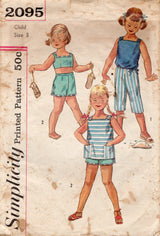 1950's Simplicity Child's Top, Pants and Pullover Shirt Pattern - Chest 22" - No. 2095
