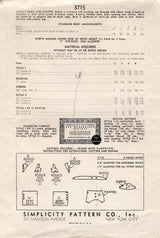 1940's Simplicity Child's Triangular Yoke Dress Pattern with Puff Sleeves - Chest 24" - No. 3715