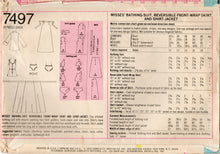 1970's Simplicity One Piece Swim suit with V-neck, Beach Jacket, and Cover up - Bust 40" - No. 7497