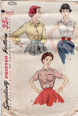 1950's Simplicity Button-up Blouse Pattern - Bust 36" - No. 4256