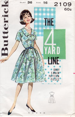 1960's Butterick Shirtwaist Dress Pattern with Gathered Skirt - Bust 36