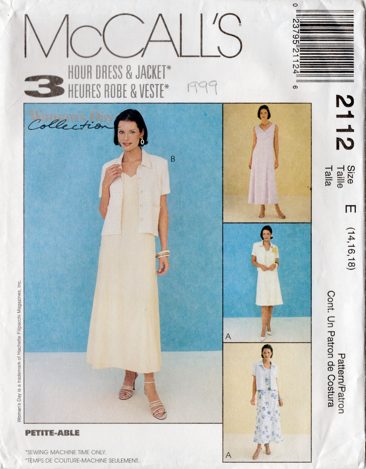 1990's McCall's Princess Line Dress and Jacket Pattern - Bust 36-40" - No. 2112