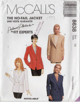 1990's McCall’s Semi-Fitted Jacket Pattern - Palmer/Pletsch - Bust 36" - No. 8638