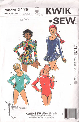 1990's Kwik Sew Child's Set of Leotards Pattern with Skirt option  - Chest 27-32