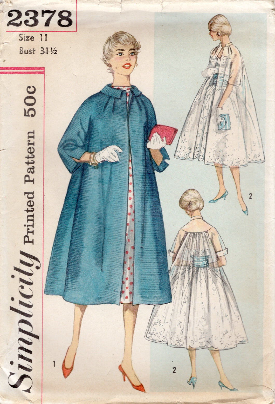 1950's Simplicity Swing Coat Pattern with Gathered Back - Bust 31.5