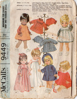 1960's McCall's Doll Clothes Wardrobe Pattern - 19-22" doll - No. 9449