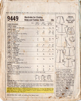 1960's McCall's Doll Clothes Wardrobe Pattern - 19-22" doll - No. 9449