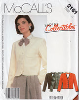 1980's McCall’s Semi-Fitted Cropped Jacket Pattern - Bust 34" - No. 2161