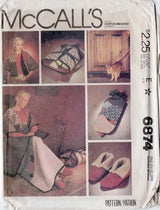 1970's McCall's Craft Package Pattern including Quilt, Jacket, Slippers, Hot Water Bottle Cover, Draft Stopper and Log carrier - No. 6874