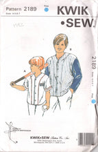 1990's Kwik Sew Child's Button Up Jersey with Short or Long Sleeves - Size 4-7 - No. 2189