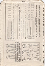 1940's Simplicity Drop Waist Dress Pattern with Short or Long Sleeves - Bust 32" - No. 2427