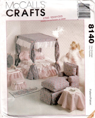 1990's McCall's Doll Furniture pattern - Canopy bed, Chaise, Couch, Chair, Tablecloth- No. 8140