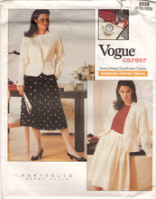 1980's Vogue Career Single Button Jacket and Softly Pleated Skirt Pattern - Bust 34" - No. 2236