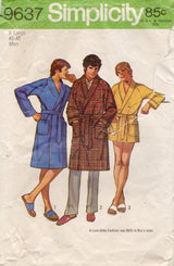 1970's Simplicity Men's Robe Pattern in Two Lengths - Chest 46-48" - No. 9637