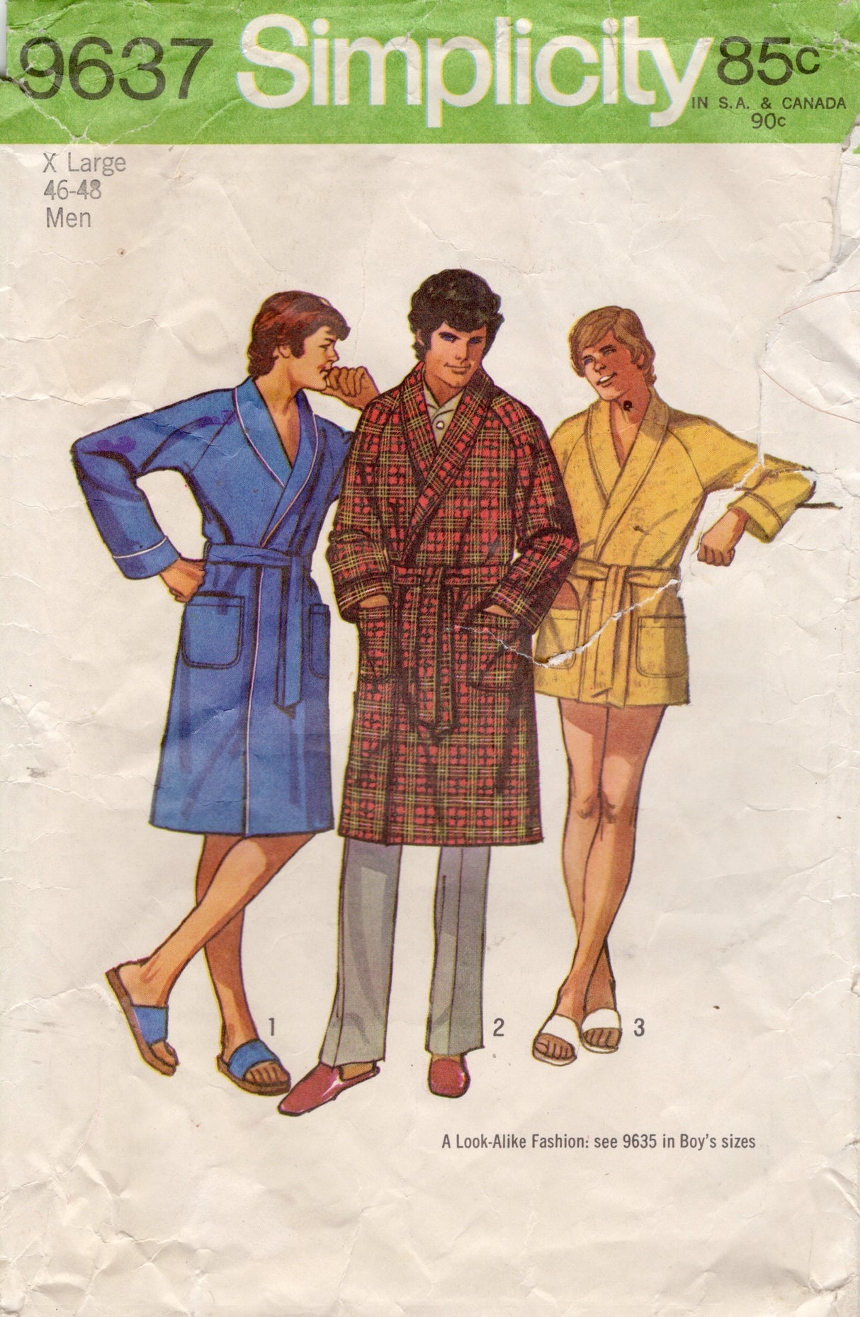 1970's Simplicity Men's Robe pattern - Chest 46-48" - No. 9637