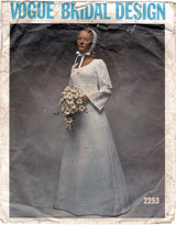 1970's Vogue Bridal Original Empire Waist Wedding Gown Pattern - Bust 32.5" - No. 2253