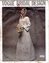 1970's Vogue Bridal Original Empire Waist Wedding Gown Pattern - Bust 34" - No. 2253