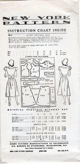 1940's New York Dress Pattern with Yokes and Puff Sleeves - Bust 29-35" - No. 244