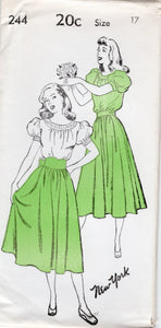 1940's New York Dress Pattern with Yokes and Puff Sleeves - Bust 29-35" - No. 244