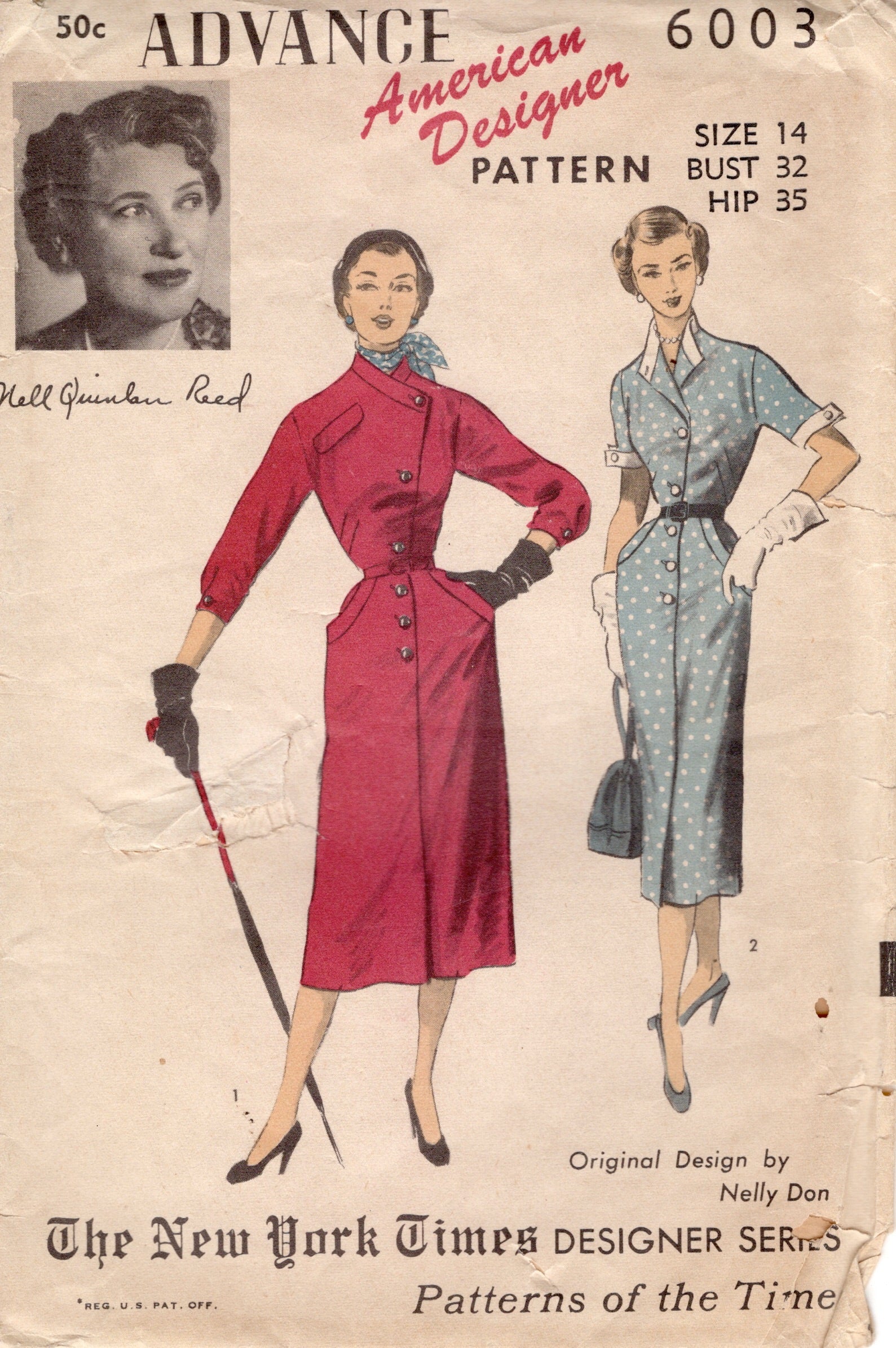1950's Advance Sheath Dress Pattern with Asymmetrical Bodice