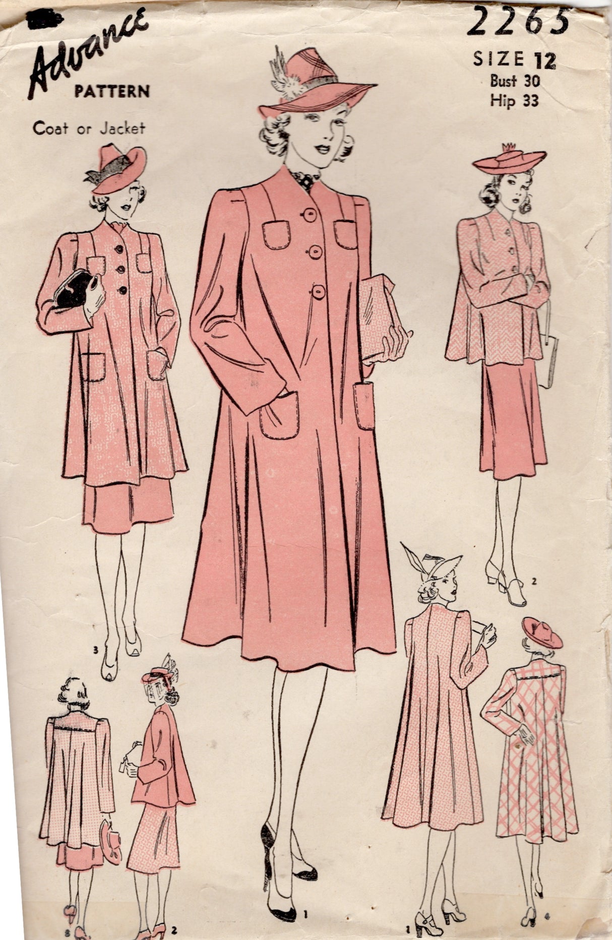 1940's Advance Swing Coat Pattern - Breast 30