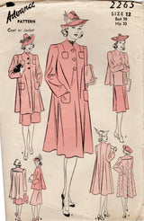 1940's Advance Swing Coat Pattern - Breast 30" - No. 2265