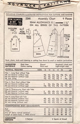 1940's Advance Swing Coat Pattern - Breast 30" - No. 2265
