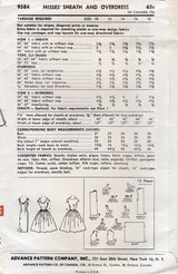 1960's Advance Sheath or Fit and Flare Dress Pattern – Bust 34” - No. 9584