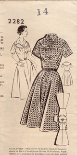 1950's Mail Order One Piece Dress with Large Yoke - Bust 32" - No. 2282