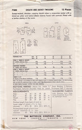 1950's Butterick Slim Fit One-Piece Dress with Cross-over Jacket - Bust 34" - No. 7383