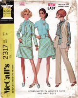 1970's McCall's Jacket, Blouse, Vest, Skirt & Pants pattern - Bust 39" - No. 2316