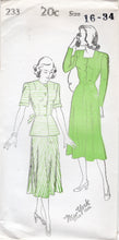 1940's New York Shirtwaist Dress with Short or Long Sleeves - Bust 30-34" - No. 233